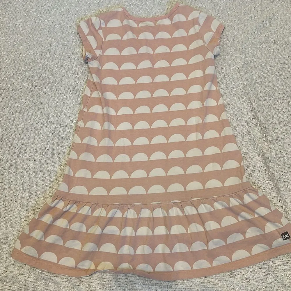TEA Collection pink beige geo print dress girls size 8